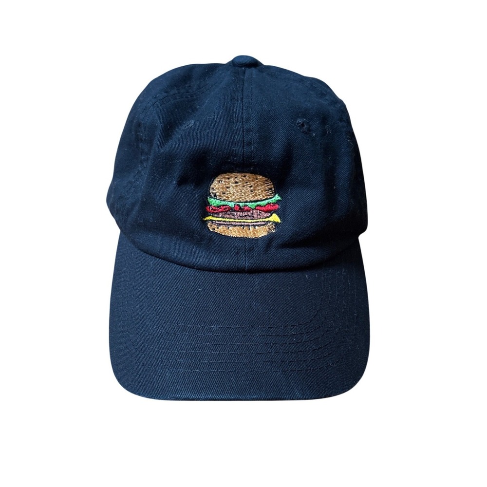 Unbranded Hamburger Dad Hat Unisex Navy Blue Embroidered Graphic Cap SIZE OSFM‎